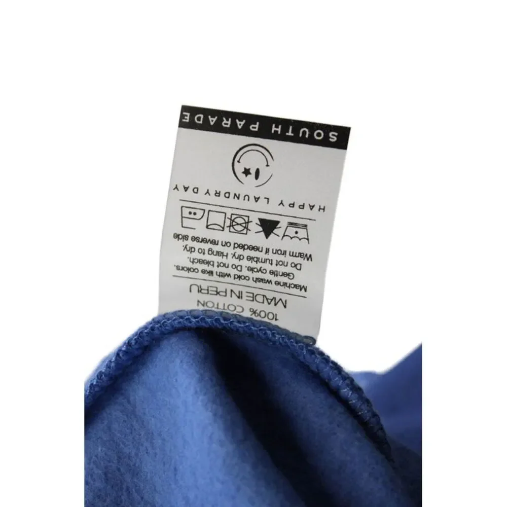 South Parade Womens Pullover Logo Hoodie Sweatshirt Blue Cotton Size Extra Small